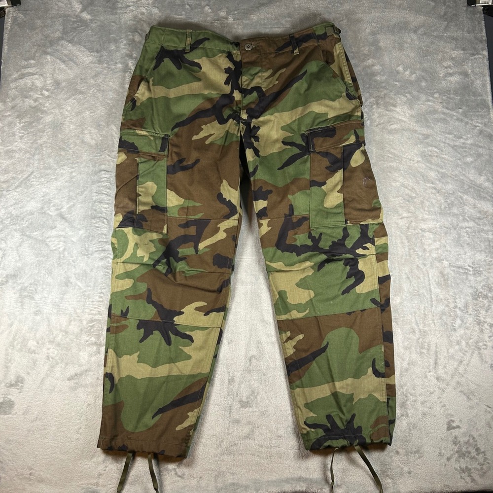 US Military BDU Woodland Camo Cargo Pants Large Short 8415-01-084-1016 Combat